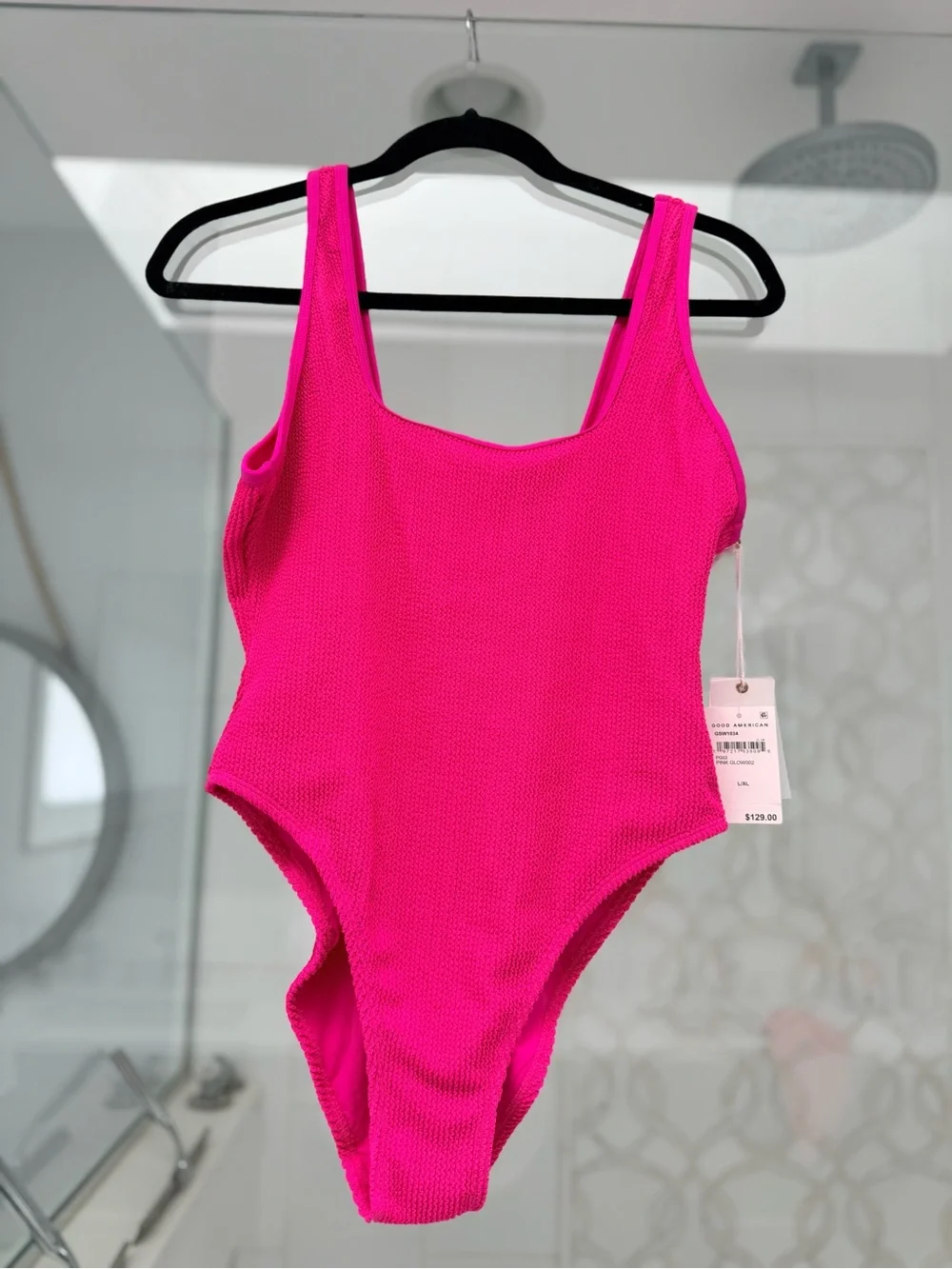 Good American Crinkle Texture One-Piece Swimsuit NWT